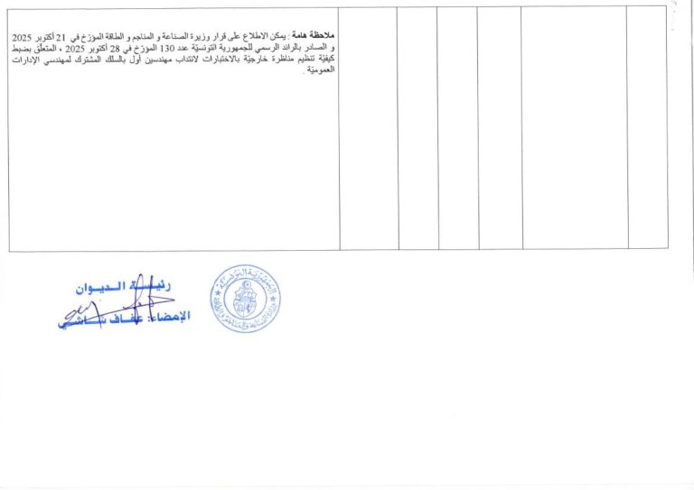 معلومات إضافية حول مناظرة انتداب أعوان وإطارات