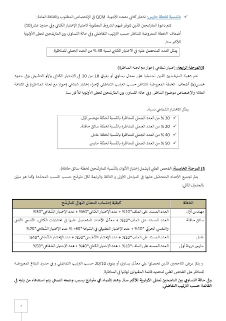 مراحل القبول في مناظرة الشركة الجهوية للنقل بصفاقس - صفحة 7