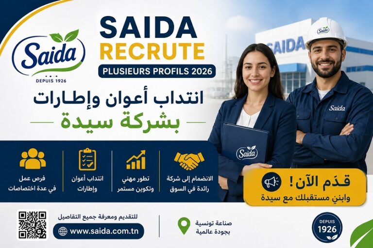 شركة سيدة تنتدب أعوان و إطارات Saida Recrute plusieurs profils