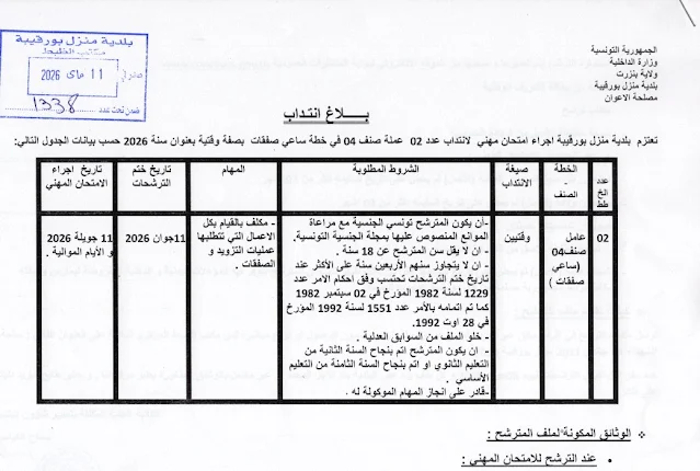 مناظرات البلديات المفتوحة حاليا في مختلف مناطق الجمهورية في عديد الاختصاصات