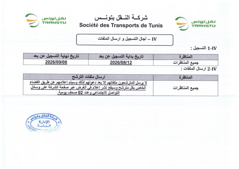 انتداب 580 عونا بشركة النقل بتونس في عديد الاختصاصات من مستويات مختلفة