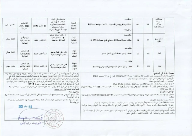 إنتداب سائقين بالوظيفة العمومية من إختصاصات مختلفة