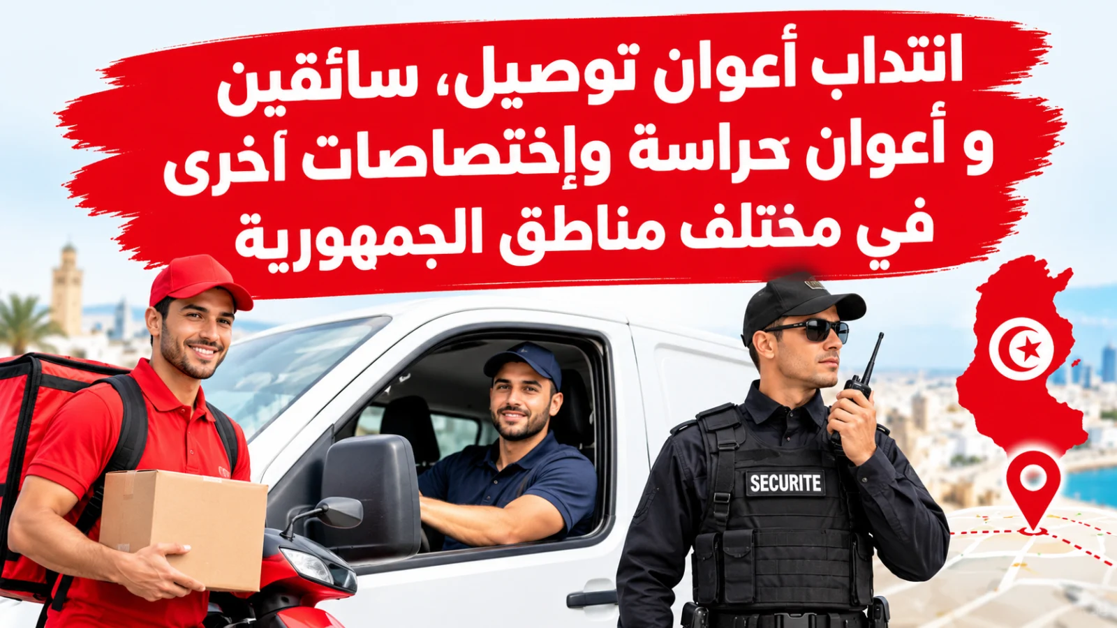انتداب أعوان توصيل، سائقين و أعوان حراسة وإختصاصات أخرى في مختلف مناطق الجمهورية