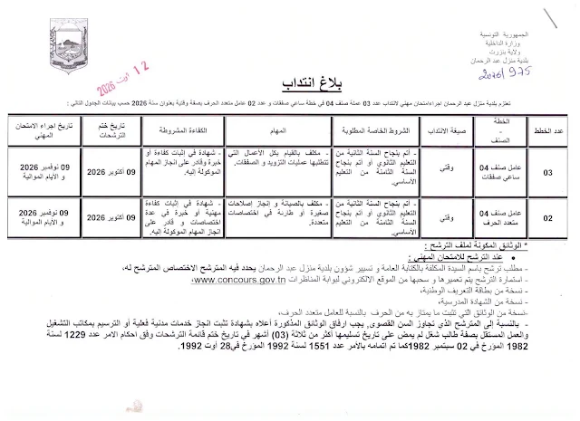 كل مناظرات البلديات المفتوحة حاليا في مختلف مناطق الجمهورية